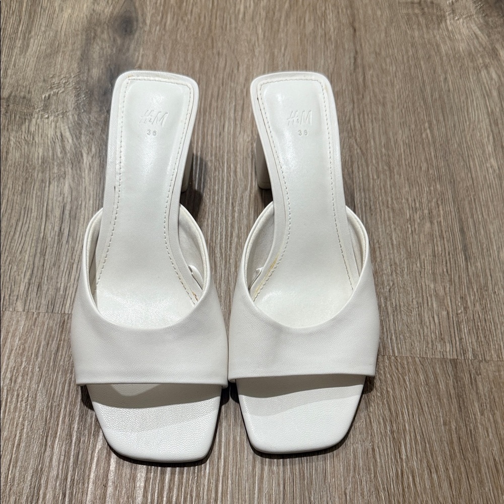 H&M Cream Heeled Mules